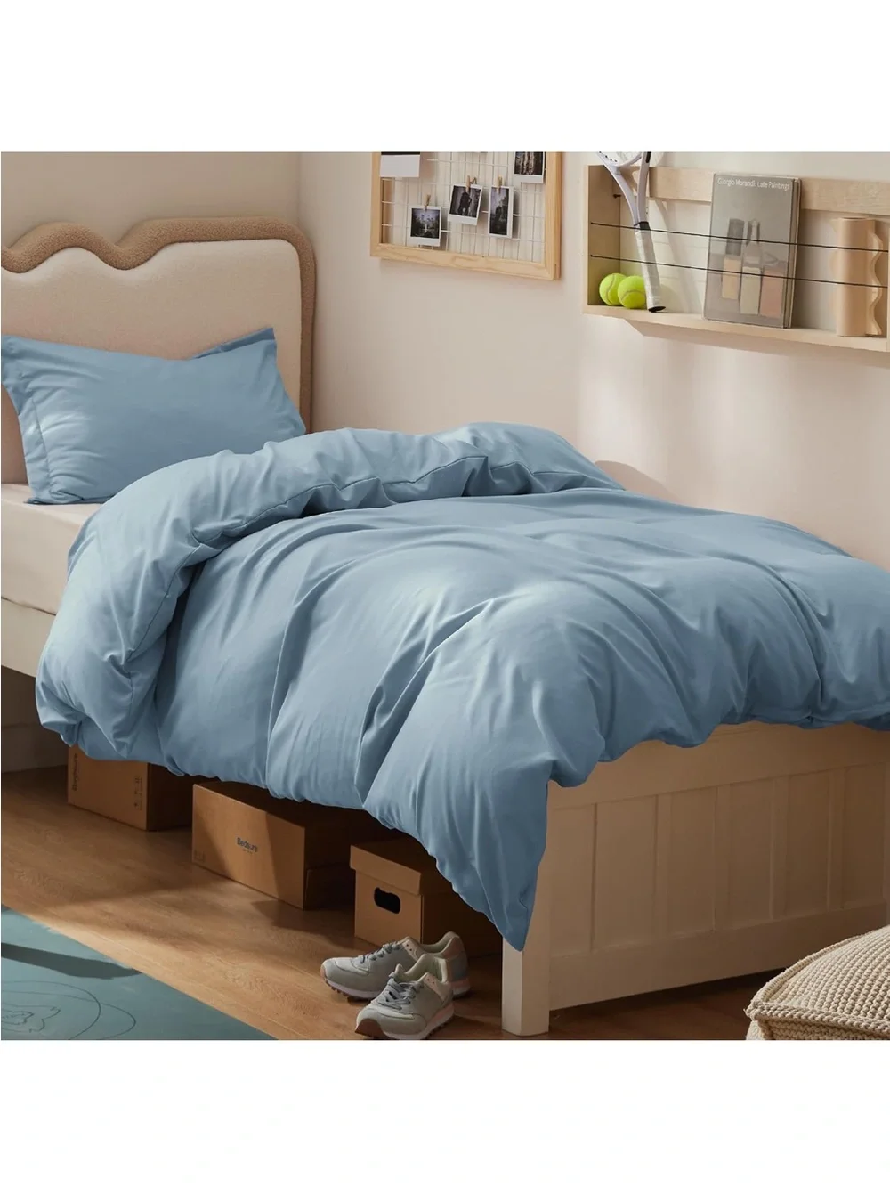NEW Bedsure Twin/Twin XL Duvet Cover, Double Brushed Bedding Set, Mineral Blue
